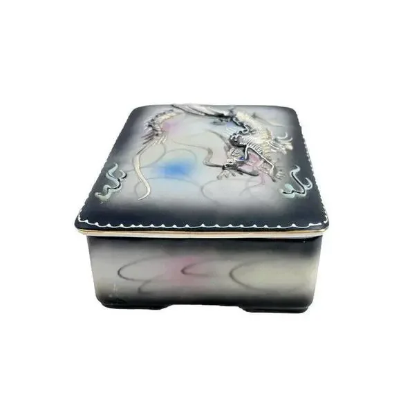 Vintage Japanese Dragonware Porcelain Trinket Box Storage & Organization
